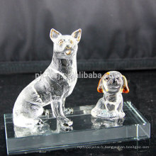 Promotionnel top qualité à la mode cristal verre animal figurines décoration chien verre artisanat